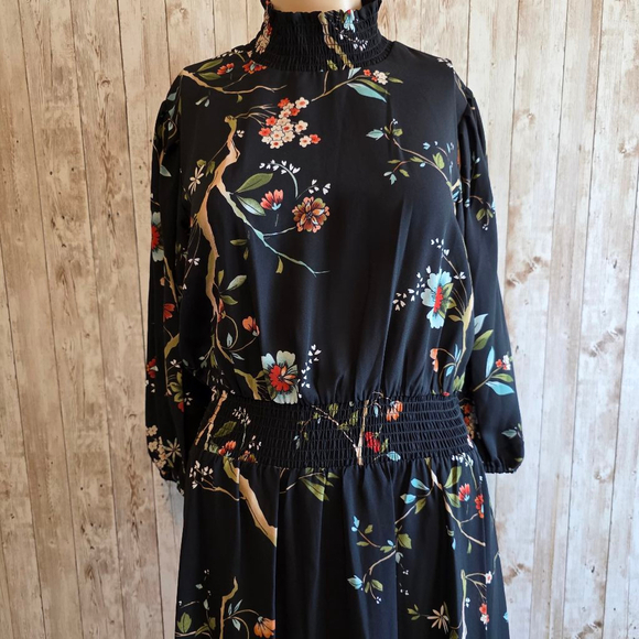 Nanette Lepore Floral Print high low Dress Black - Picture 2 of 10